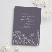 Elegant Rustic Dusty Paarse Wildflower Wedding Kaart