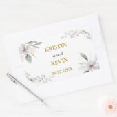 Elegant Rustic Dusty White waterverf Gold Rechthoekige Sticker (Envelop)