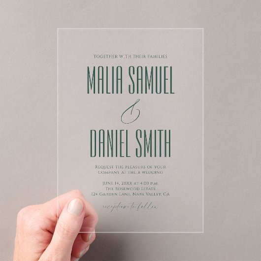 Elegant Rustic Emerald Green Wedding Acryl Uitnodigingen