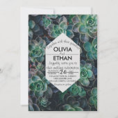 Elegant rustic emerald green Wedding Invitation Kaart (Voorkant)