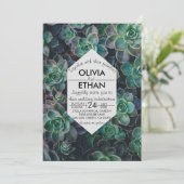 Elegant rustic emerald green Wedding Invitation Kaart (Staand voorkant)