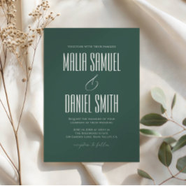 Elegant Rustic Emerald Green Wedding Invitation Kaart