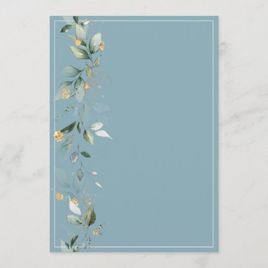 Elegant Rustic Eucalyptus Blue Wedding Kaart (Achterkant)