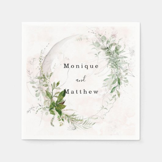 Elegant Rustic Eucalyptus Blush Pink Weddenschap Servet (Voorkant)