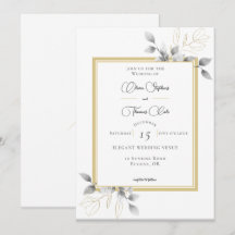 Elegant Rustic Eucalyptus Calligraphy Gold Wedding