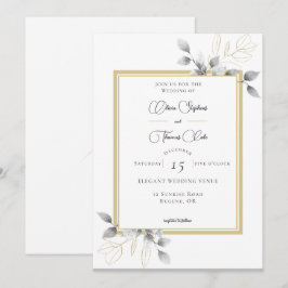 Elegant Rustic Eucalyptus Calligraphy Gold Wedding Kaart