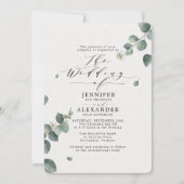 Elegant Rustic Eucalyptus Calligraphy Wedding Kaart (Voorkant)