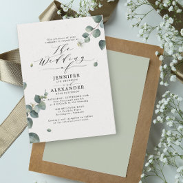 Elegant Rustic Eucalyptus Calligraphy Wedding Kaart