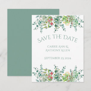 Elegant Rustic Eucalyptus Floral Save the Date