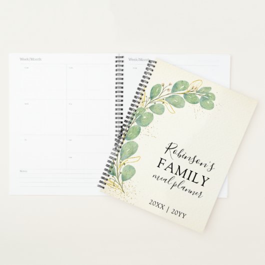 Elegant Rustic Eucalyptus Foliage Family Meal Planner (Display)