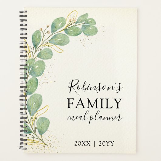 Elegant Rustic Eucalyptus Foliage Family Meal Planner (Voorkant)