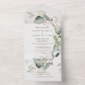 Elegant Rustic Eucalyptus Greenery Elegant Wedding All In One Uitnodiging (Binnen)
