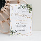 Elegant Rustic Eucalyptus Greenery Gold Wedding Kaart