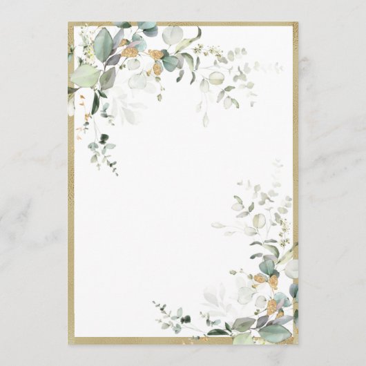 Elegant Rustic Eucalyptus Greenery Gold Wedding Kaart (Achterkant)