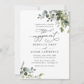 Elegant Rustic Eucalyptus Greenery Verloving Kaart (Voorkant)