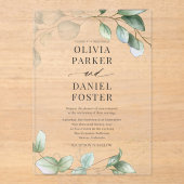Elegant Rustic Eucalyptus Greenery Wedding Acryl Uitnodigingen (Voorkant)