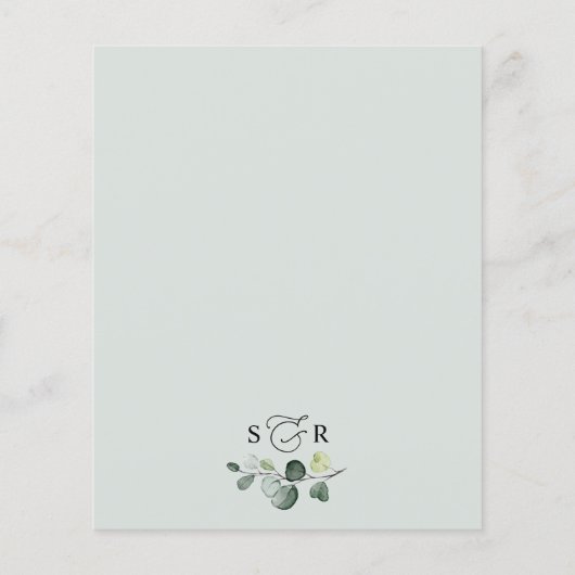 Elegant Rustic Eucalyptus Greenery Wedding Menu (Achterkant)