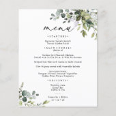 Elegant Rustic Eucalyptus Greenery Wedding Menu (Voorkant)
