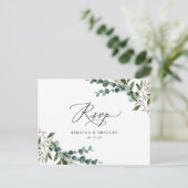Elegant Rustic Eucalyptus Greenery Wedding RSVP Briefkaart (Staand voorkant)