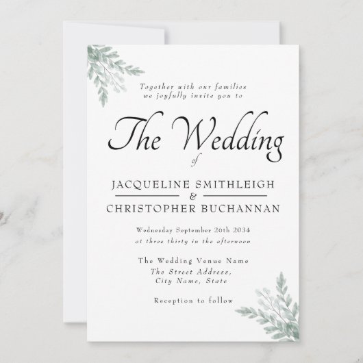 Elegant Rustic Eucalyptus Leaves Greenery Kaart (Voorkant)