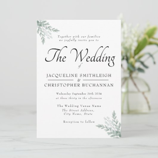 Elegant Rustic Eucalyptus Leaves Greenery Kaart (Staand voorkant)