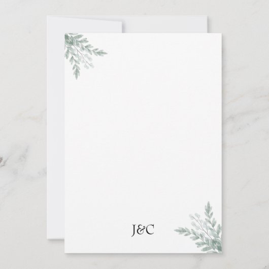 Elegant Rustic Eucalyptus Leaves Greenery Kaart (Achterkant)