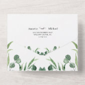 Elegant Rustic Eucalyptus Leaves Greenery Wedding All In One Uitnodiging (Achterkant)