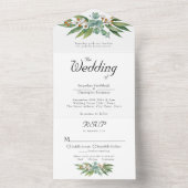 Elegant Rustic Eucalyptus Leaves Greenery Wedding All In One Uitnodiging (Binnen)