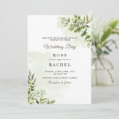Elegant Rustic Eucalyptus Leaves Greenery Wedding Kaart (Staand voorkant)