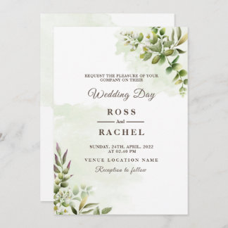 Elegant Rustic Eucalyptus Leaves Greenery Wedding Kaart