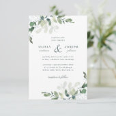 Elegant Rustic Eucalyptus Leaves Greenery Wedding Kaart (Staand voorkant)