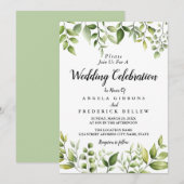Elegant Rustic Eucalyptus Leaves Greenery Wedding Kaart (Voorkant / Achterkant)