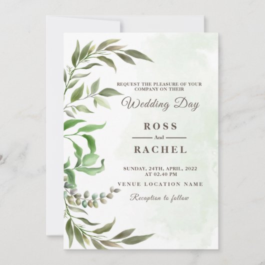 Elegant Rustic Eucalyptus Leaves Greenery Wedding Kaart (Voorkant)