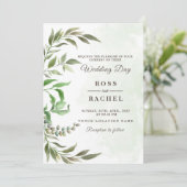 Elegant Rustic Eucalyptus Leaves Greenery Wedding Kaart (Staand voorkant)