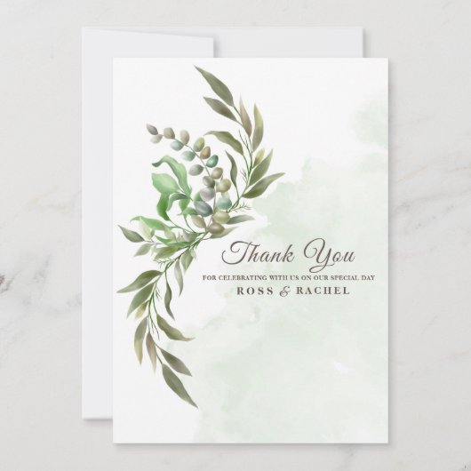 Elegant Rustic Eucalyptus Leaves Greenery Wedding Kaart (Achterkant)