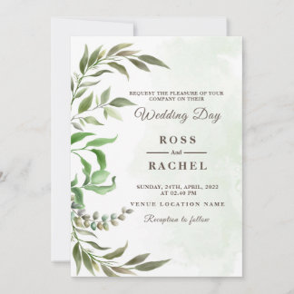 Elegant Rustic Eucalyptus Leaves Greenery Wedding Kaart