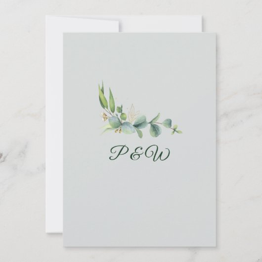 Elegant Rustic Eucalyptus Leaves Greenery Wedding Kaart (Achterkant)