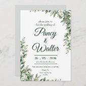 Elegant Rustic Eucalyptus Leaves Greenery Wedding Kaart (Voorkant / Achterkant)