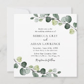 Elegant Rustic Eucalyptus Leaves Greenery Wedding Kaart (Voorkant)