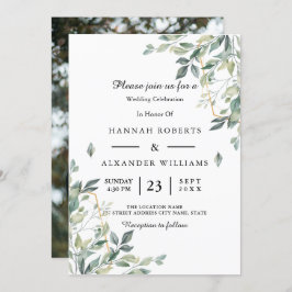 Elegant Rustic Eucalyptus Leaves Greenery Wedding Kaart