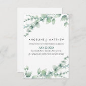 Elegant Rustic Eucalyptus Leaves Greenery Wedding Kaart (Voorkant / Achterkant)