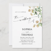 Elegant Rustic Eucalyptus Leaves Greenery Wedding Kaart (Voorkant)