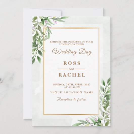 Elegant Rustic Eucalyptus Leaves Greenery Wedding Kaart (Voorkant)