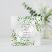 Elegant Rustic Eucalyptus Leaves Greenery Wedding Kaart (Staand voorkant)