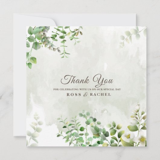 Elegant Rustic Eucalyptus Leaves Greenery Wedding Kaart (Achterkant)