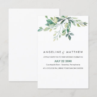 Elegant Rustic Eucalyptus Leaves Greenery Wedding Kaart