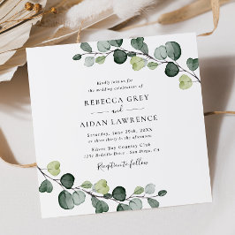 Elegant Rustic Eucalyptus Leaves Greenery Wedding Kaart