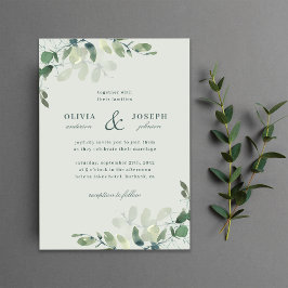 Elegant Rustic Eucalyptus Leaves Greenery Wedding Kaart