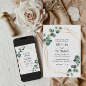 Elegant Rustic Eucalyptus Leaves Greenery Wedding Kaart