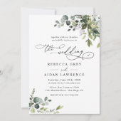 Elegant Rustic Eucalyptus Leaves Greenery Wedding Kaart (Voorkant)